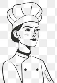 PNG Female chef crosshand art illustrated drawing.