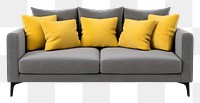 PNG Gray Mid Back Linen Sofa Bed cushion pillow furniture.