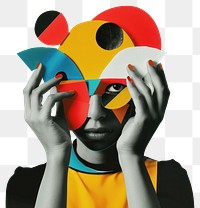 PNG Cut paper collage with person hands over eyes photography portrait human.