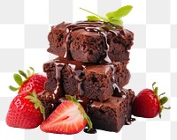 PNG Pieces of fresh stawberry brownie chocolate dessert fruit