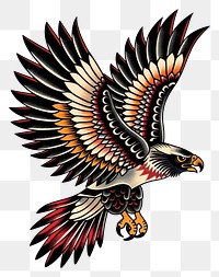 PNG Traditional tattoo illustration of eagle vulture animal flying.