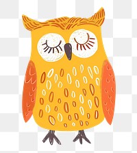 Sleeping owl png cute animal, transparent background
