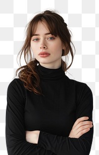 PNG Portrait woman in studio portrait sweater sleeve.