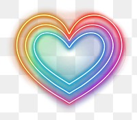 PNG Heart with rainbow neon light disk.