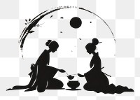 PNG Black minimalist asian people logo design silhouette drawing togetherness.