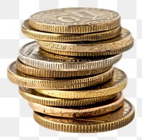 PNG Close-up photo of stack euro coins money white background investment.