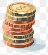 PNG Flat illustration euro coin stack money investment currency.
