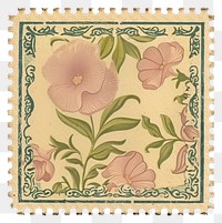PNG  Vintage postage stamp flower pattern paper.