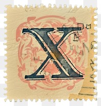 PNG  Stamp with alphabet X letter paper font.