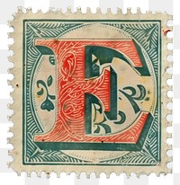 PNG  Stamp with alphabet E text font art.