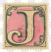 PNG  Stamp with alphabet J font text art.