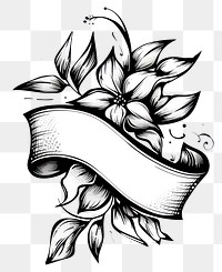 PNG  Ribbon with leafs pattern drawing sketch