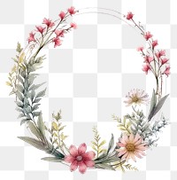PNG Vintage frame wildflower pattern wreath plant.