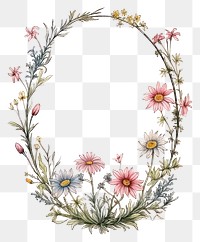 PNG Vintage frame wildflower embroidery pattern plant.