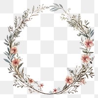 PNG Vintage frame wildflower pattern plant white background.