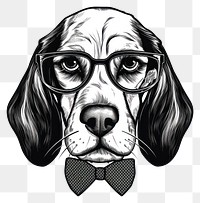 PNG Beagle dog wearing glasses drawing animal mammal.