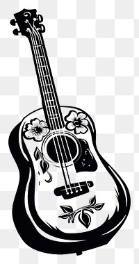 PNG Guitar black white background performance.