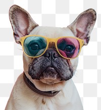 PNG Retro collage of dog bulldog glasses mammal