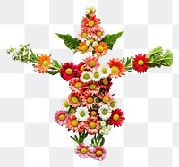 PNG Flat floral elf shape flower symbol cross.