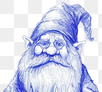 PNG Vintage drawing Gnome sketch blue representation.