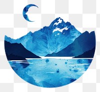 PNG  Risograph printing illustration of new zealand nature moon logo.
