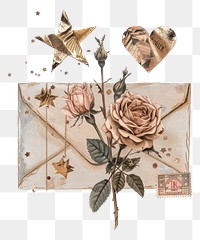 PNG Envelope with a stamp pattern flower rose