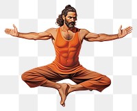 PNG Man practising yoga sports white background concentration.