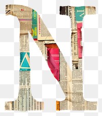 Magazine paper letter N collage number text.