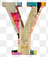 Magazine paper letter Y collage number text.