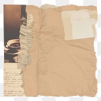 PNG Hot coffee collage ripped paper crumpled stained damaged