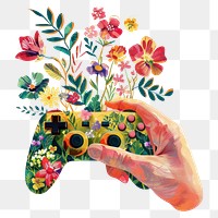 PNG  Hand holding joystick gaming pattern art electronics.