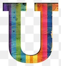 PNG  Rainbow with alphabet U pattern font text.