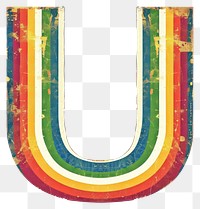 PNG  Rainbow with alphabet U pattern font art.