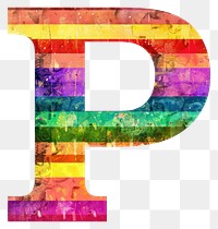PNG  Rainbow with alphabet P pattern font white background.