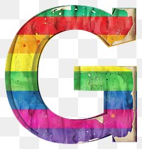 PNG  Rainbow with alphabet G font text white background.