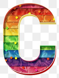 PNG  Rainbow with alphabet C pattern font text.