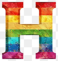 PNG  Rainbow with alphabet H pattern font white background.