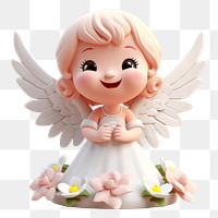 PNG Happy angel statue cute doll toy.