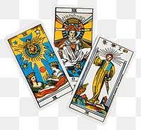 PNG Tarot 3 cards art representation illustrated.