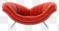 PNG Red heart curve sofa furniture armchair white background.