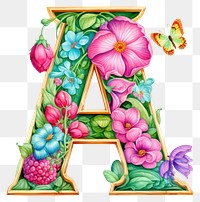 Alphabet A printable sticker pattern flower plant.