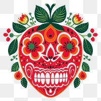 PNG  Vector strawberry skull impressionism art embroidery graphics.