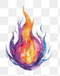 PNG Flame in Watercolor style flame painting graphics.