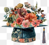 PNG  Flower Collage graduation hat pattern flower graphics.