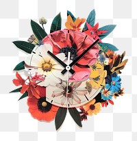PNG Flower Collage clock Home decor chandelier lamp analog clock.