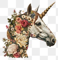 PNG  Flower Collage Unicorn head pattern flower blossom.