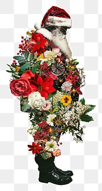 PNG  Flower Collage Santa claus pattern flower graphics.