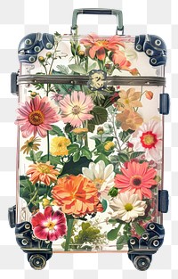 PNG  Flower Collage Luggage shaped luggage flower suitcase.