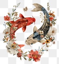 PNG  Flower Collage Pisces Zodiac pattern fish accessories.