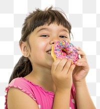 PNG Girl eat donut confectionery female person.